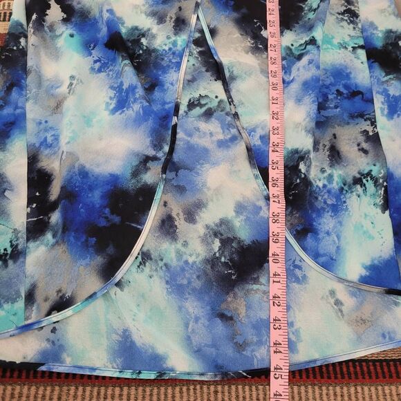 Sympli Sheer Tunic Top Vest Sz 14 Gypsy Blues Sleeveless Split Front Lagenlook - Picture 8 of 9